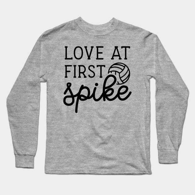 Love At First Spike Volleyball Girls Boys Cute Funny Long Sleeve T-Shirt by GlimmerDesigns